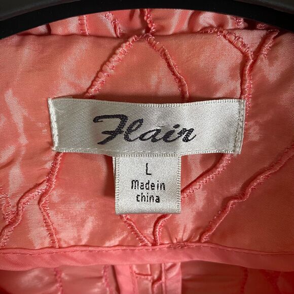 Flair Jacket‎ Women's Salmon Color Textured Full Zip Collared Size Large - Picture 5 of 11